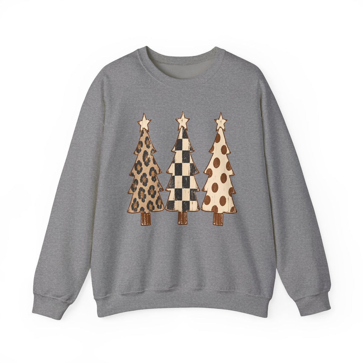 Leopard & Buffalo Plaid Christmas Trees Sweatshirt