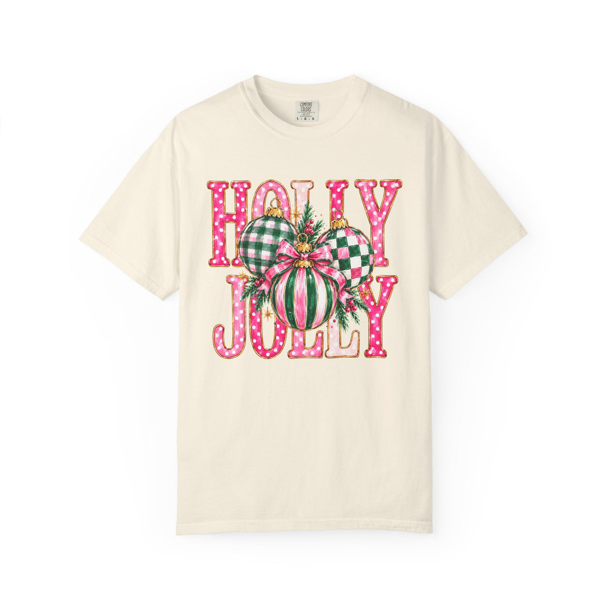 Holly Jolly Christmas T-Shirt with Festive Ornaments