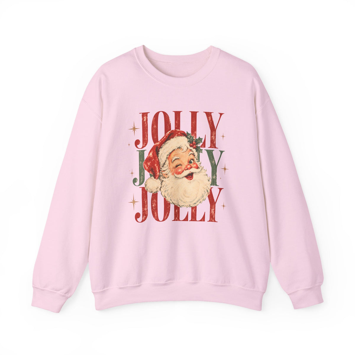 Christmas Crewneck Sweatshirt — 'Jolly Jolly Jolly' Vintage Santa Holiday Sweater