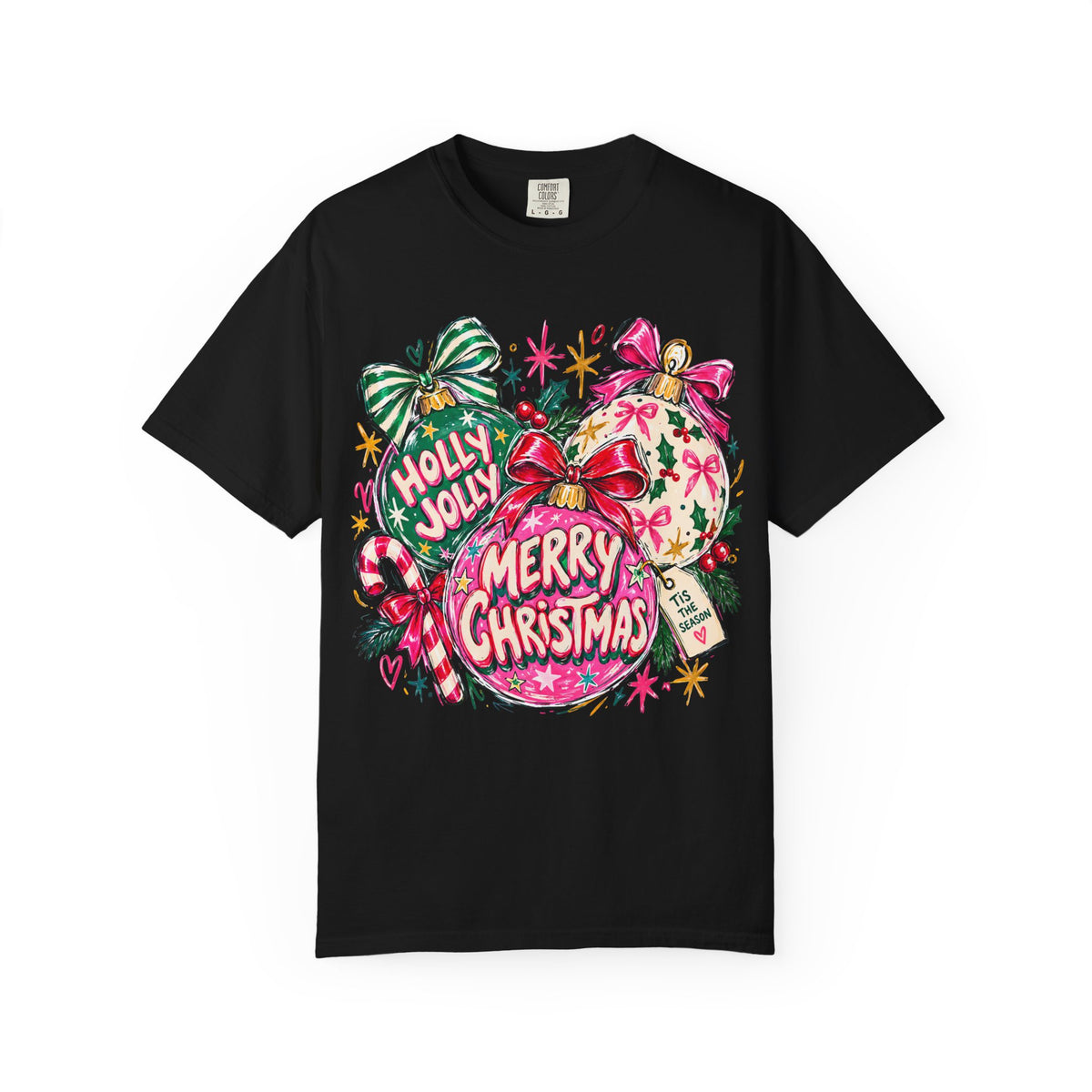 Merry Christmas Ornament Graphic T-Shirt — 'Holly Jolly' Holiday Tee