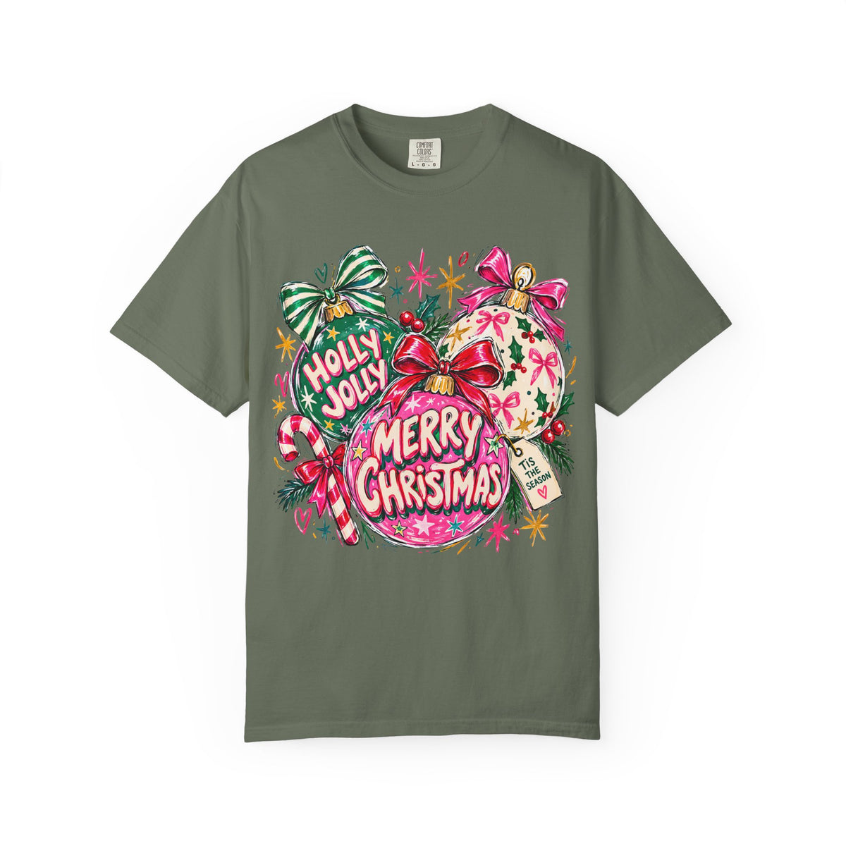 Merry Christmas Ornament Graphic T-Shirt — 'Holly Jolly' Holiday Tee