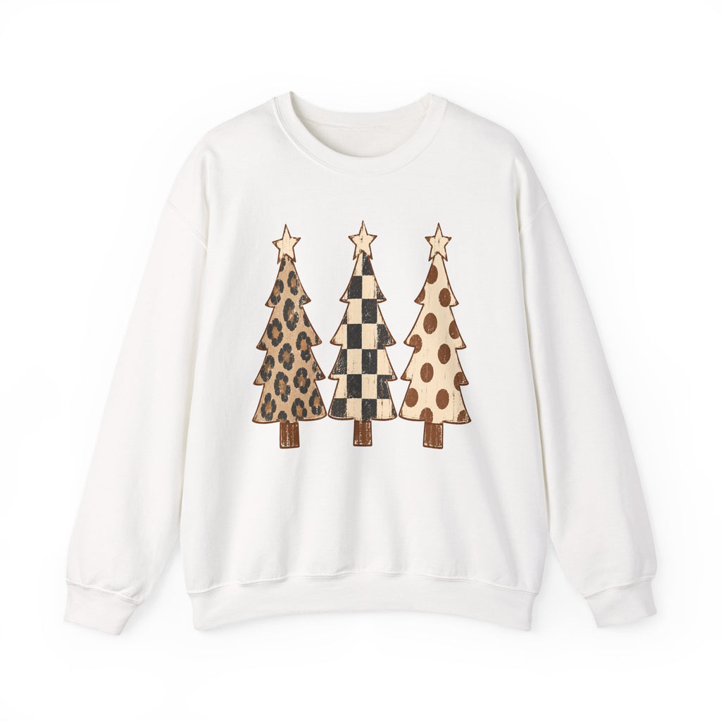 Leopard & Buffalo Plaid Christmas Trees Sweatshirt
