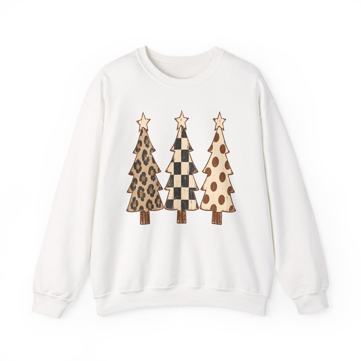 Leopard & Buffalo Plaid Christmas Trees Sweatshirt