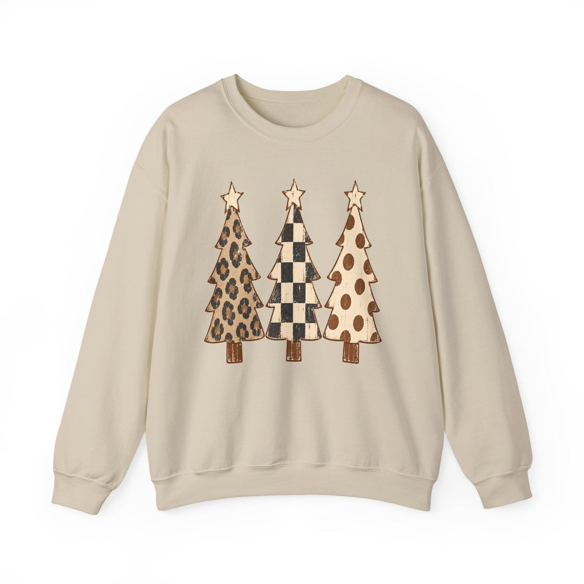 Leopard & Buffalo Plaid Christmas Trees Sweatshirt