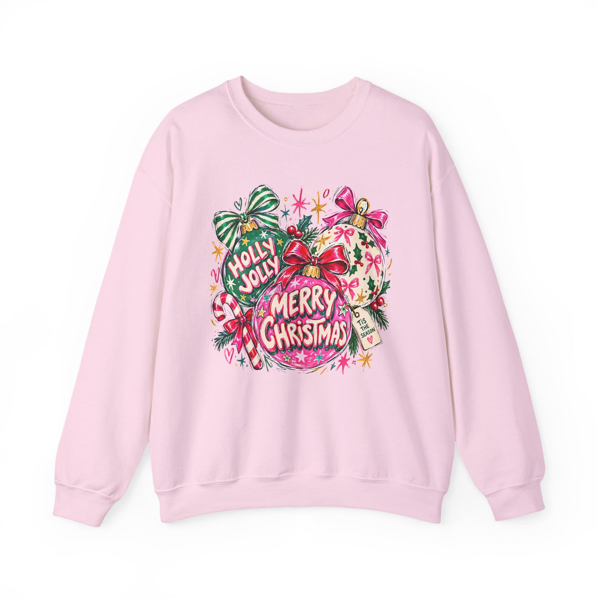 Merry Christmas Ornament Crewneck Sweatshirt — 'Holly Jolly' Holiday Graphic