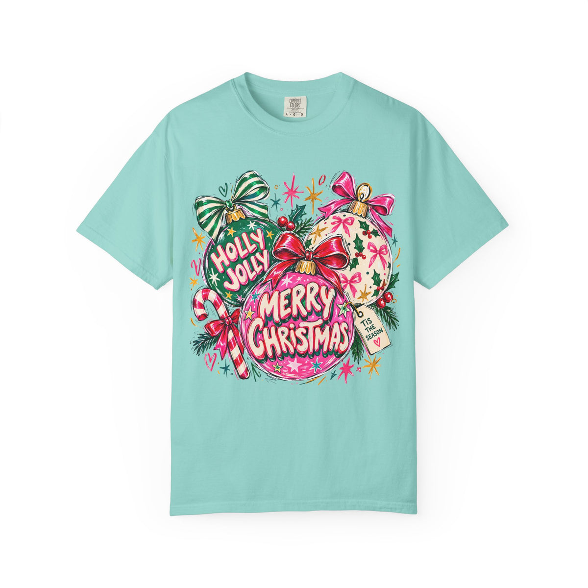 Merry Christmas Ornament Graphic T-Shirt — 'Holly Jolly' Holiday Tee