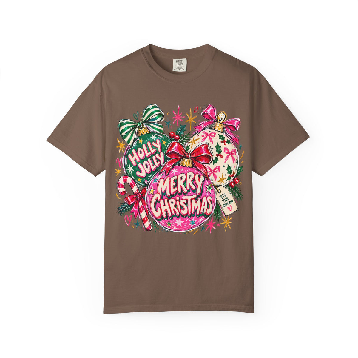 Merry Christmas Ornament Graphic T-Shirt — 'Holly Jolly' Holiday Tee