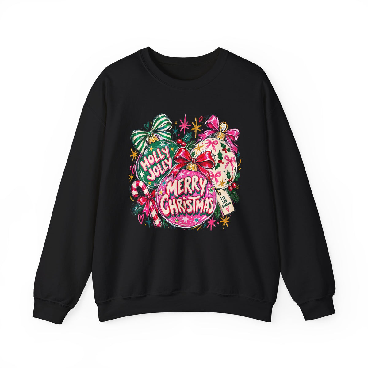Merry Christmas Ornament Crewneck Sweatshirt — 'Holly Jolly' Holiday Graphic