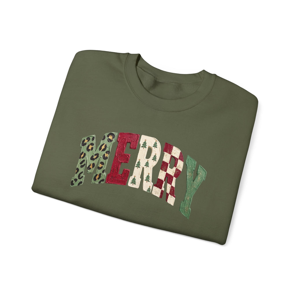 Merry Patchwork Crewneck Sweatshirt