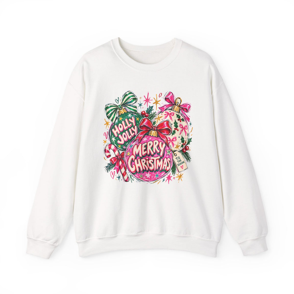 Merry Christmas Ornament Crewneck Sweatshirt — 'Holly Jolly' Holiday Graphic