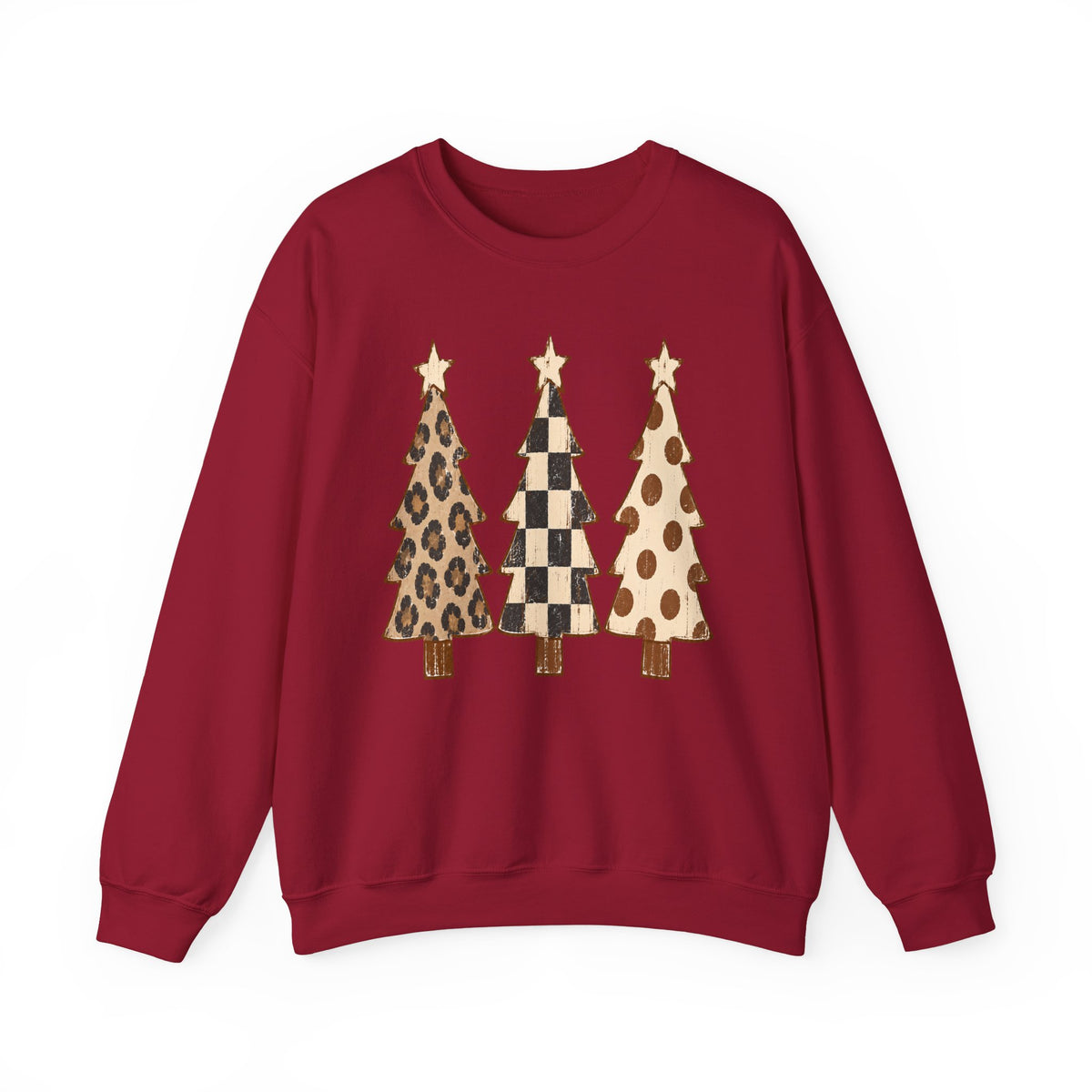 Leopard & Buffalo Plaid Christmas Trees Sweatshirt