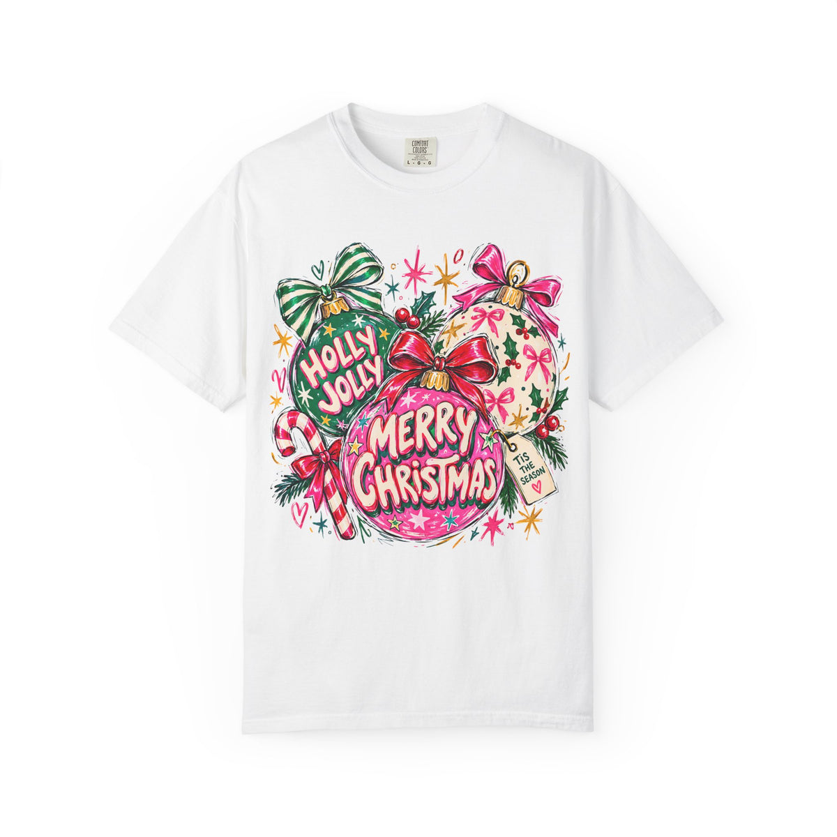 Merry Christmas Ornament Graphic T-Shirt — 'Holly Jolly' Holiday Tee