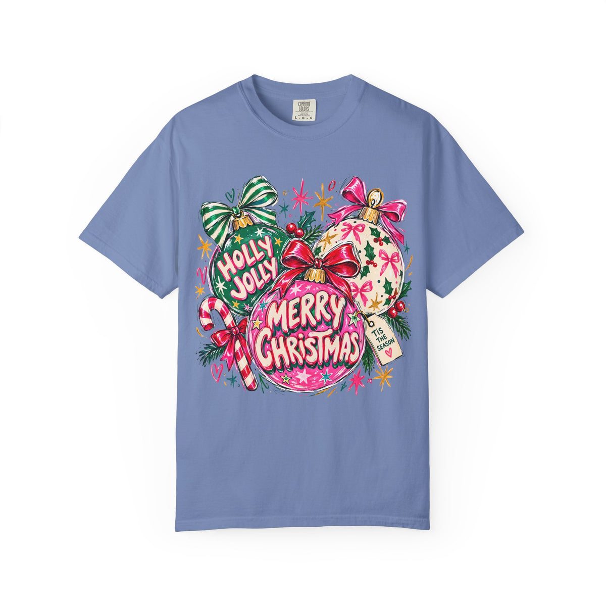 Merry Christmas Ornament Graphic T-Shirt — 'Holly Jolly' Holiday Tee