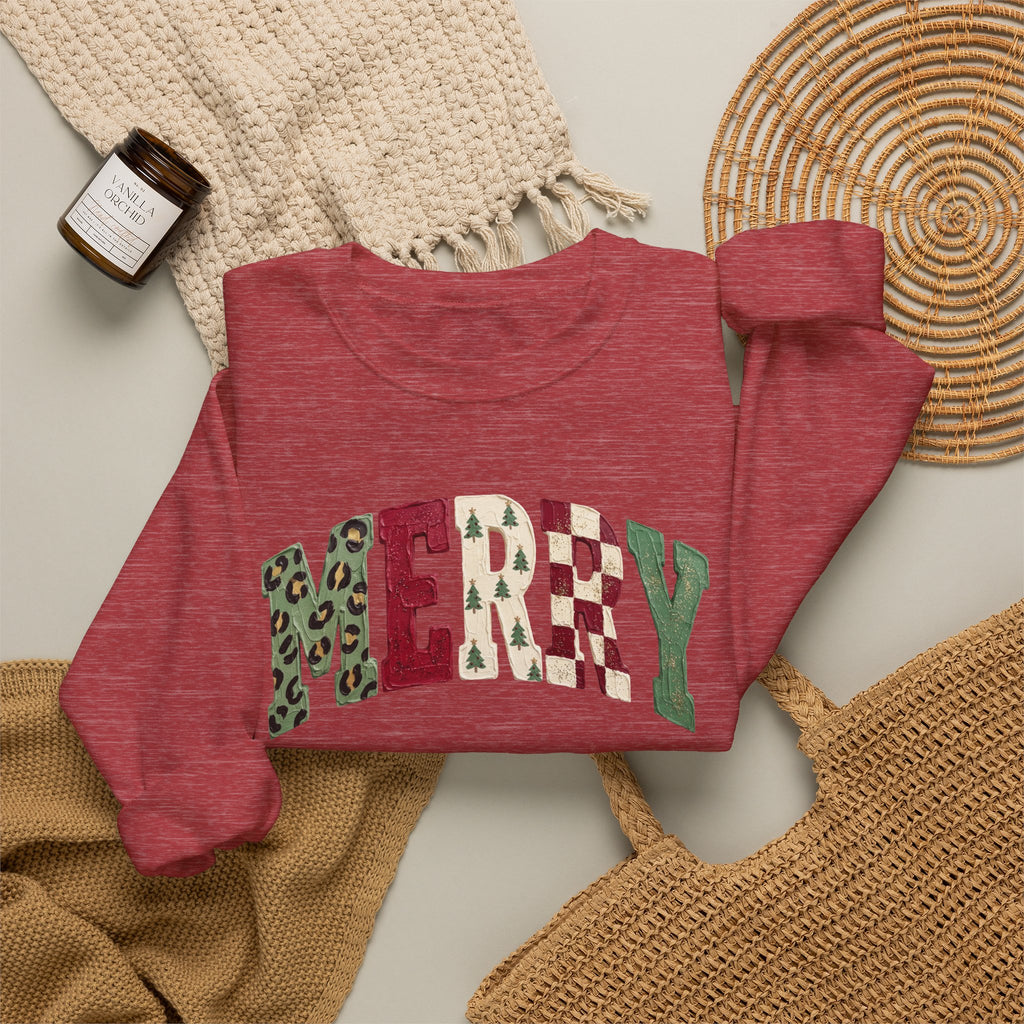 Merry Patchwork Crewneck Sweatshirt