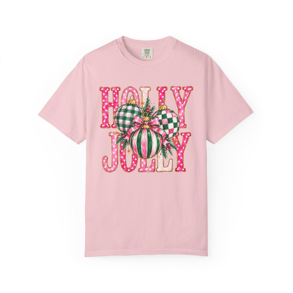 Holly Jolly Christmas T-Shirt with Festive Ornaments