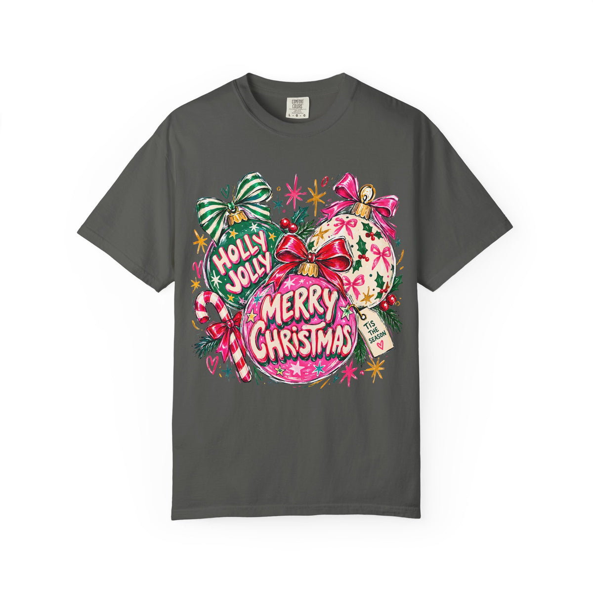 Merry Christmas Ornament Graphic T-Shirt — 'Holly Jolly' Holiday Tee