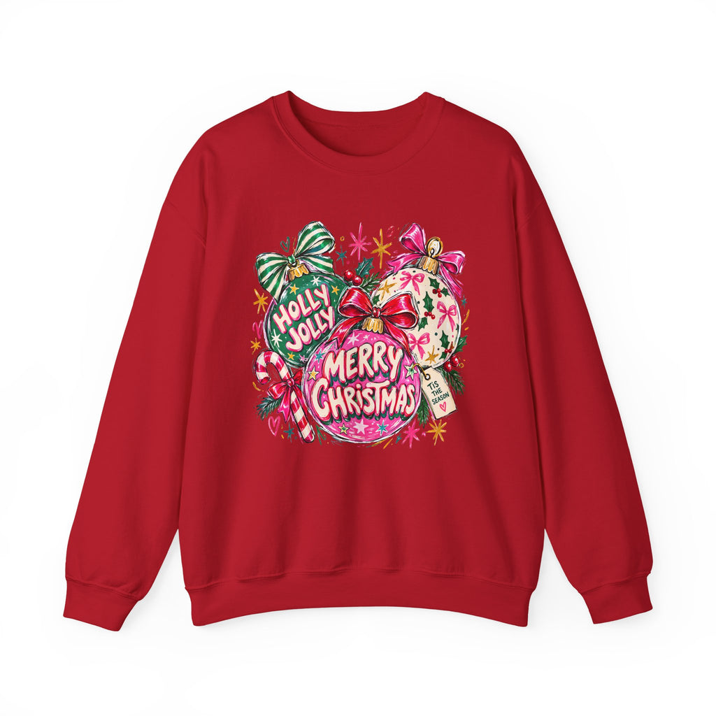 Merry Christmas Ornament Crewneck Sweatshirt — 'Holly Jolly' Holiday Graphic