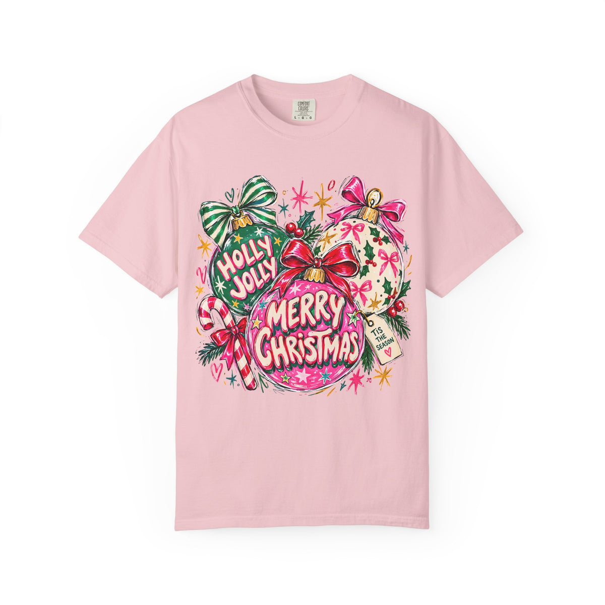 Merry Christmas Ornament Graphic T-Shirt — 'Holly Jolly' Holiday Tee