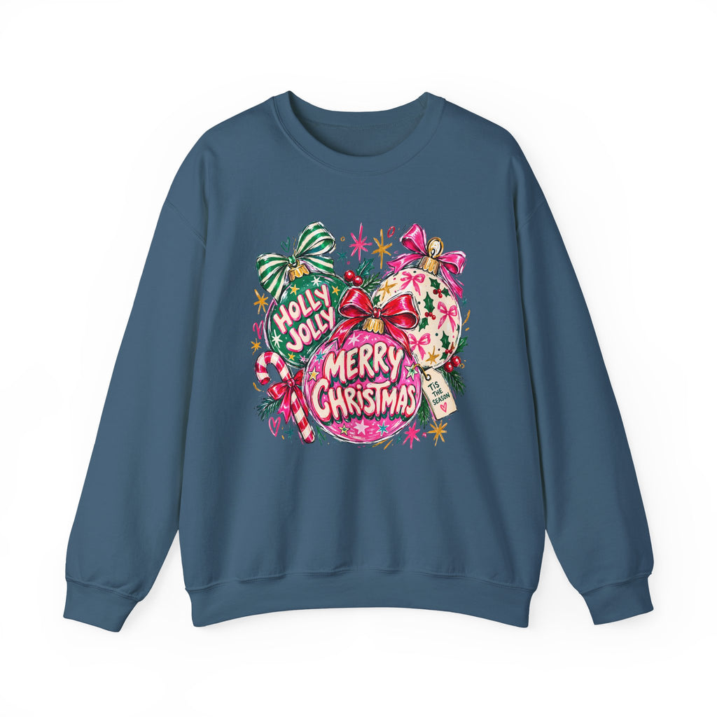Merry Christmas Ornament Crewneck Sweatshirt — 'Holly Jolly' Holiday Graphic
