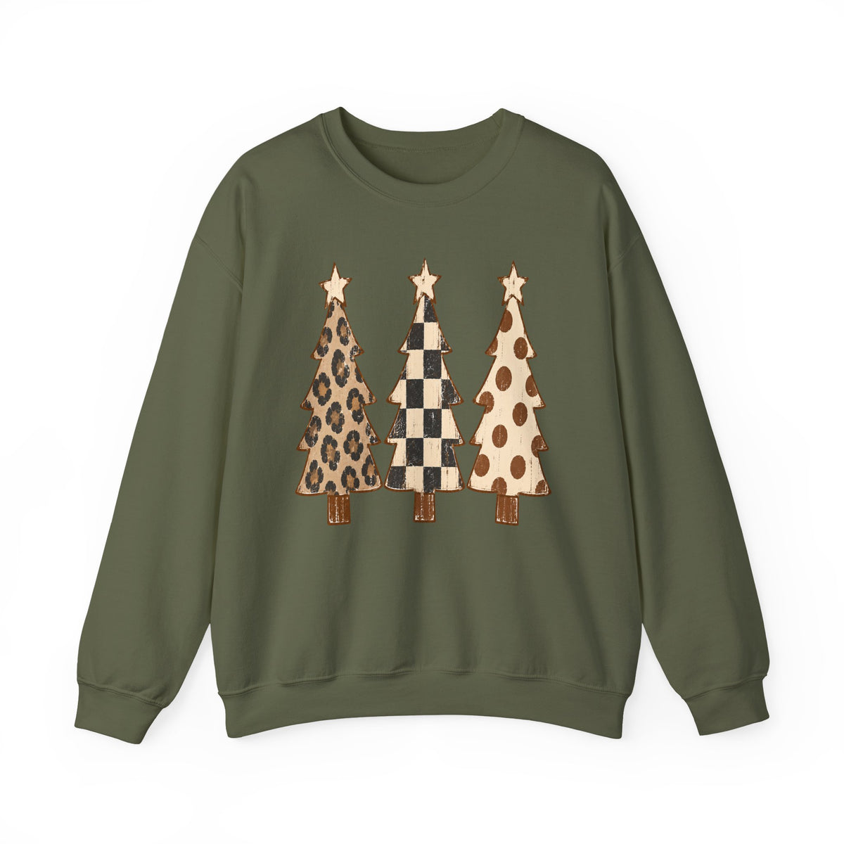 Leopard & Buffalo Plaid Christmas Trees Sweatshirt