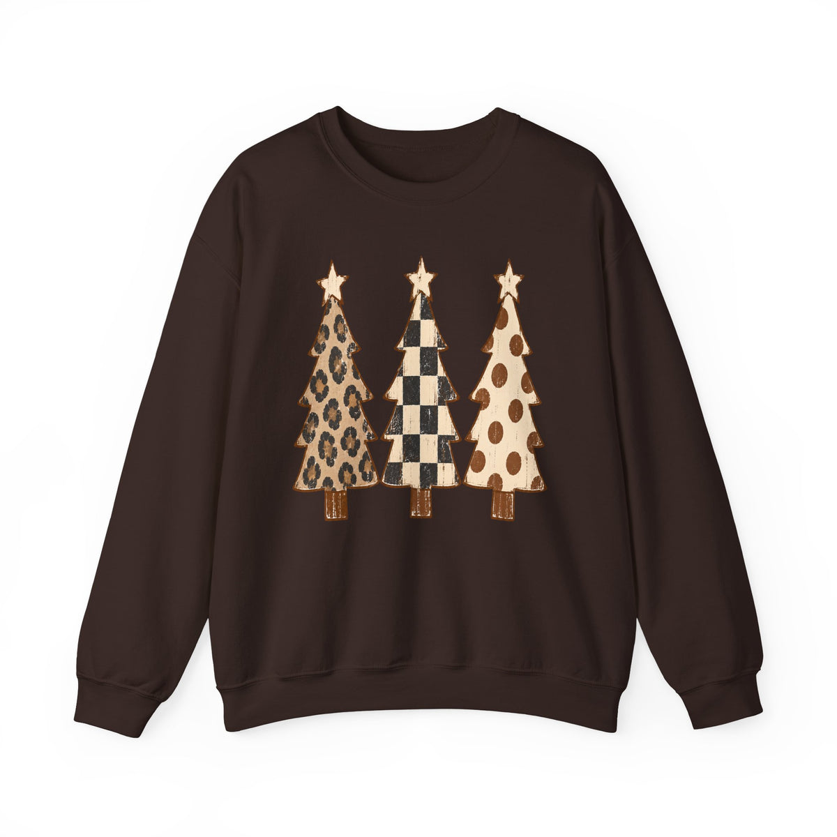 Leopard & Buffalo Plaid Christmas Trees Sweatshirt