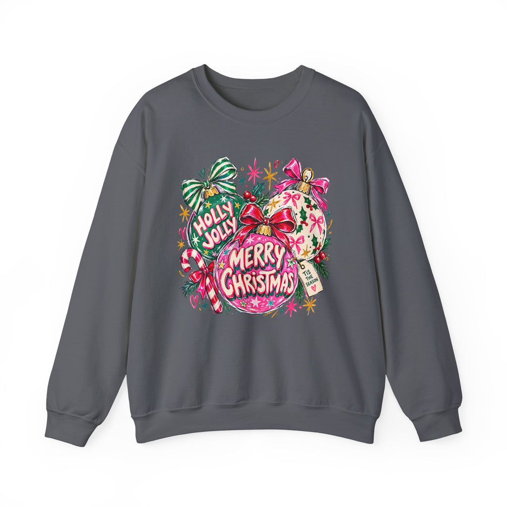Merry Christmas Ornament Crewneck Sweatshirt — 'Holly Jolly' Holiday Graphic