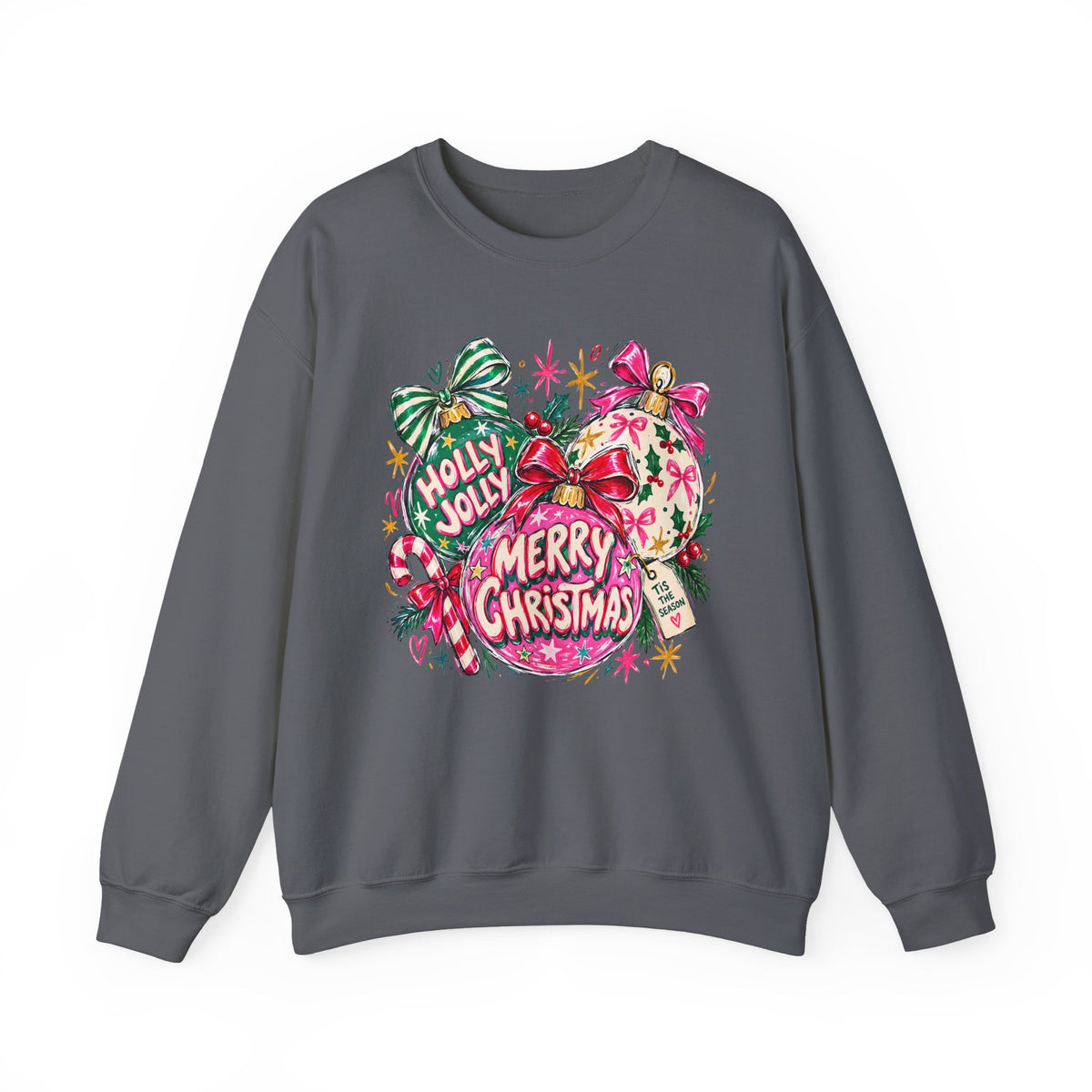 Merry Christmas Ornament Crewneck Sweatshirt — 'Holly Jolly' Holiday Graphic