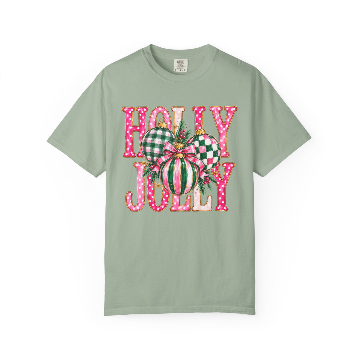 Holly Jolly Christmas T-Shirt with Festive Ornaments