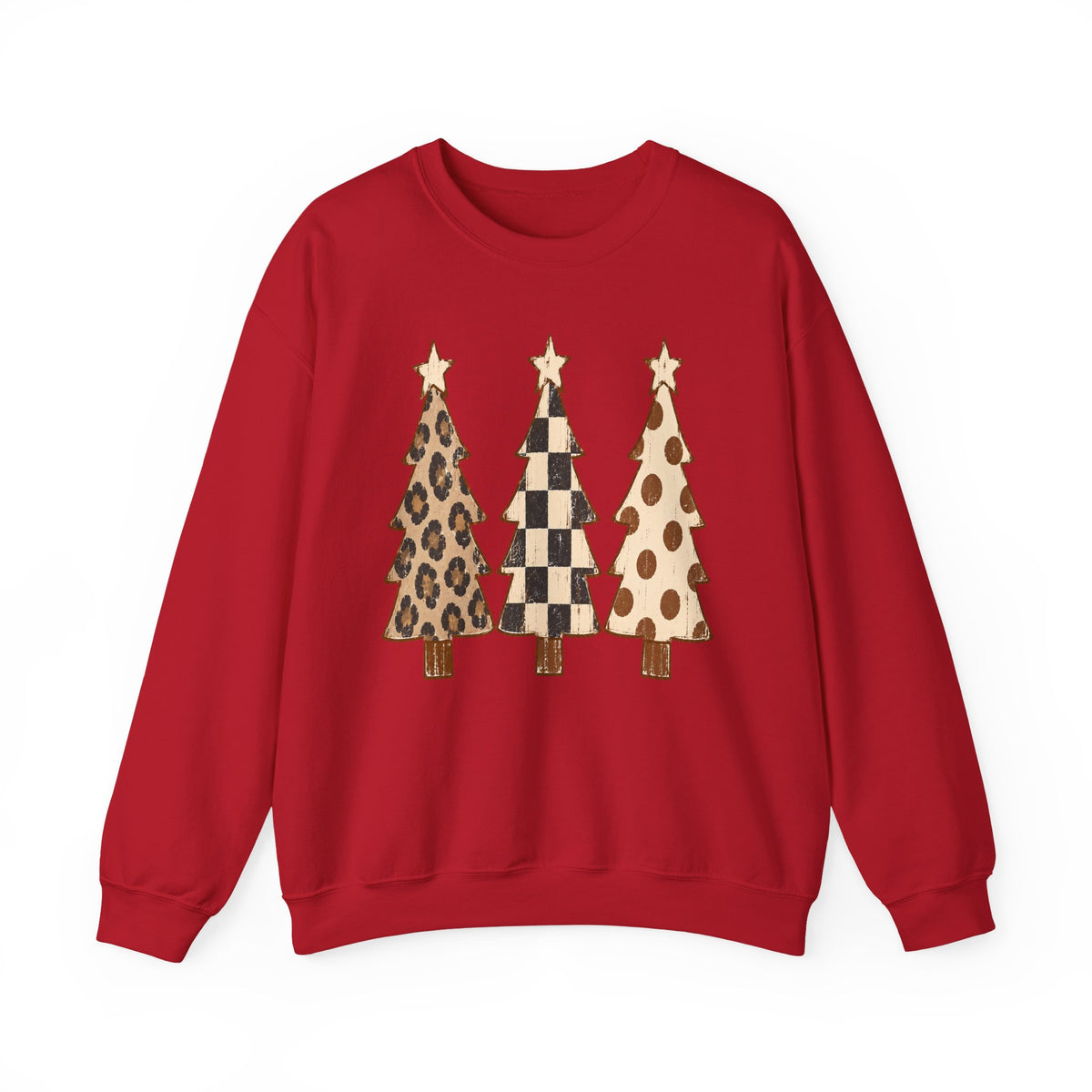 Leopard & Buffalo Plaid Christmas Trees Sweatshirt