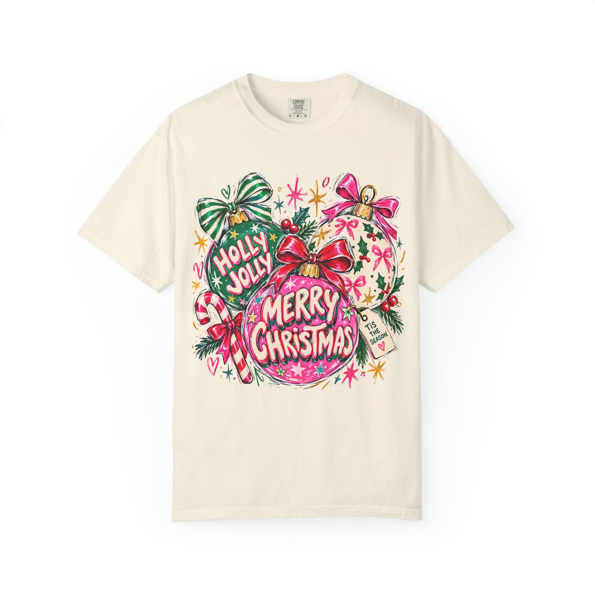 Merry Christmas Ornament Graphic T-Shirt — 'Holly Jolly' Holiday Tee