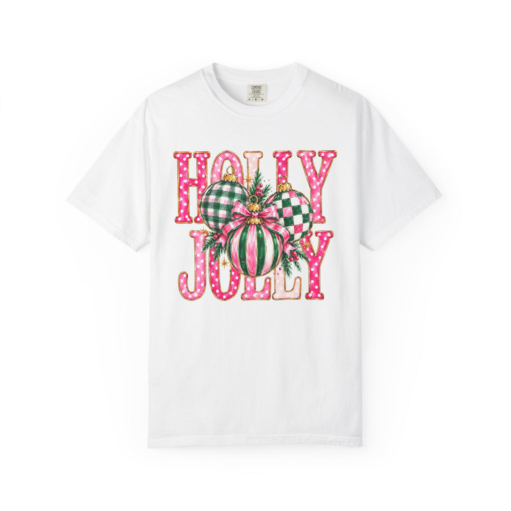 Holly Jolly Christmas T-Shirt with Festive Ornaments