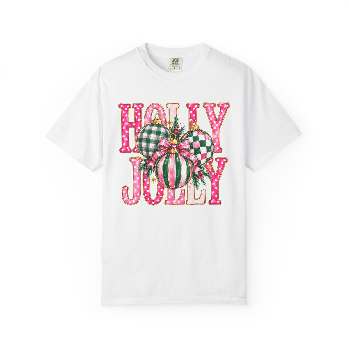 Holly Jolly Christmas T-Shirt with Festive Ornaments