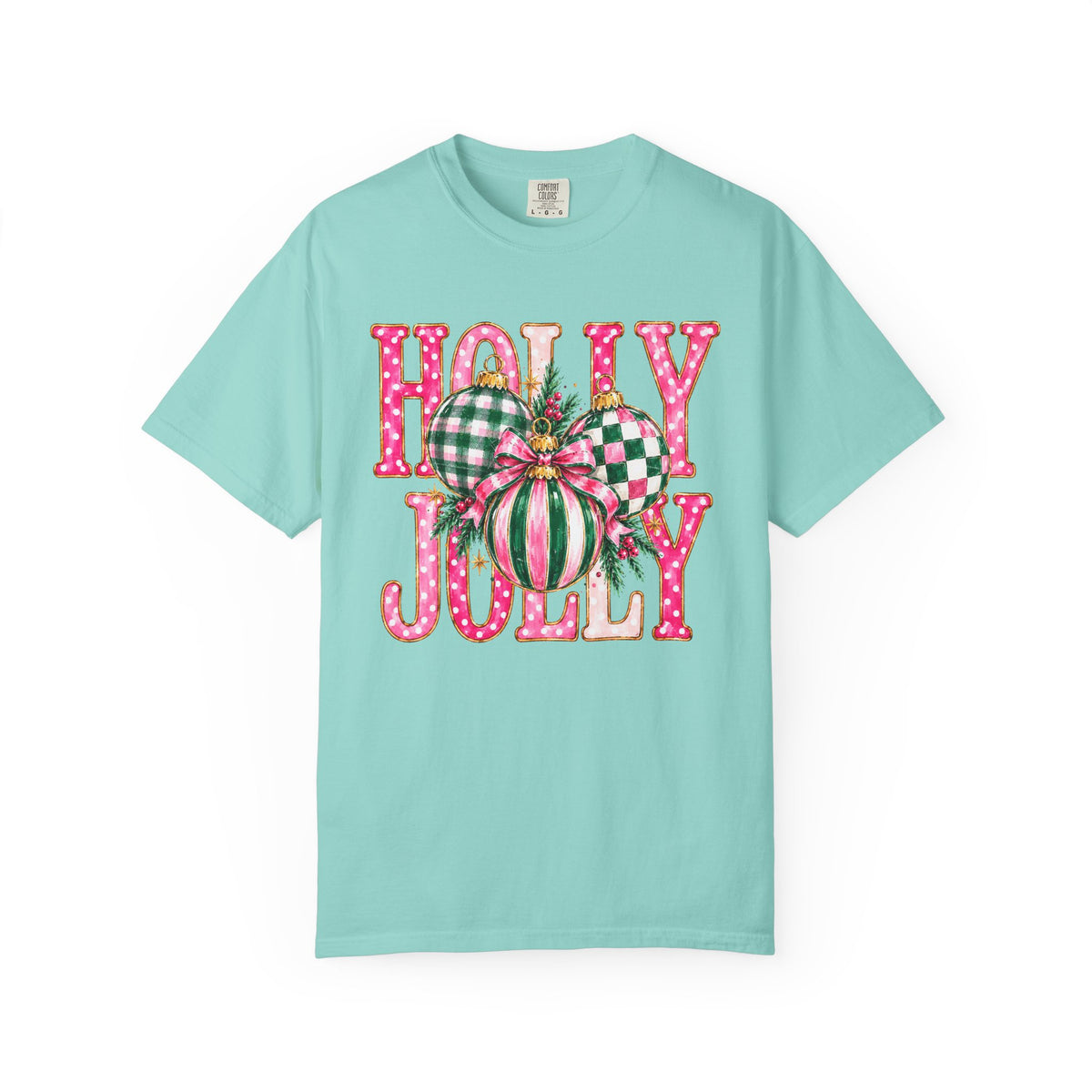 Holly Jolly Christmas T-Shirt with Festive Ornaments