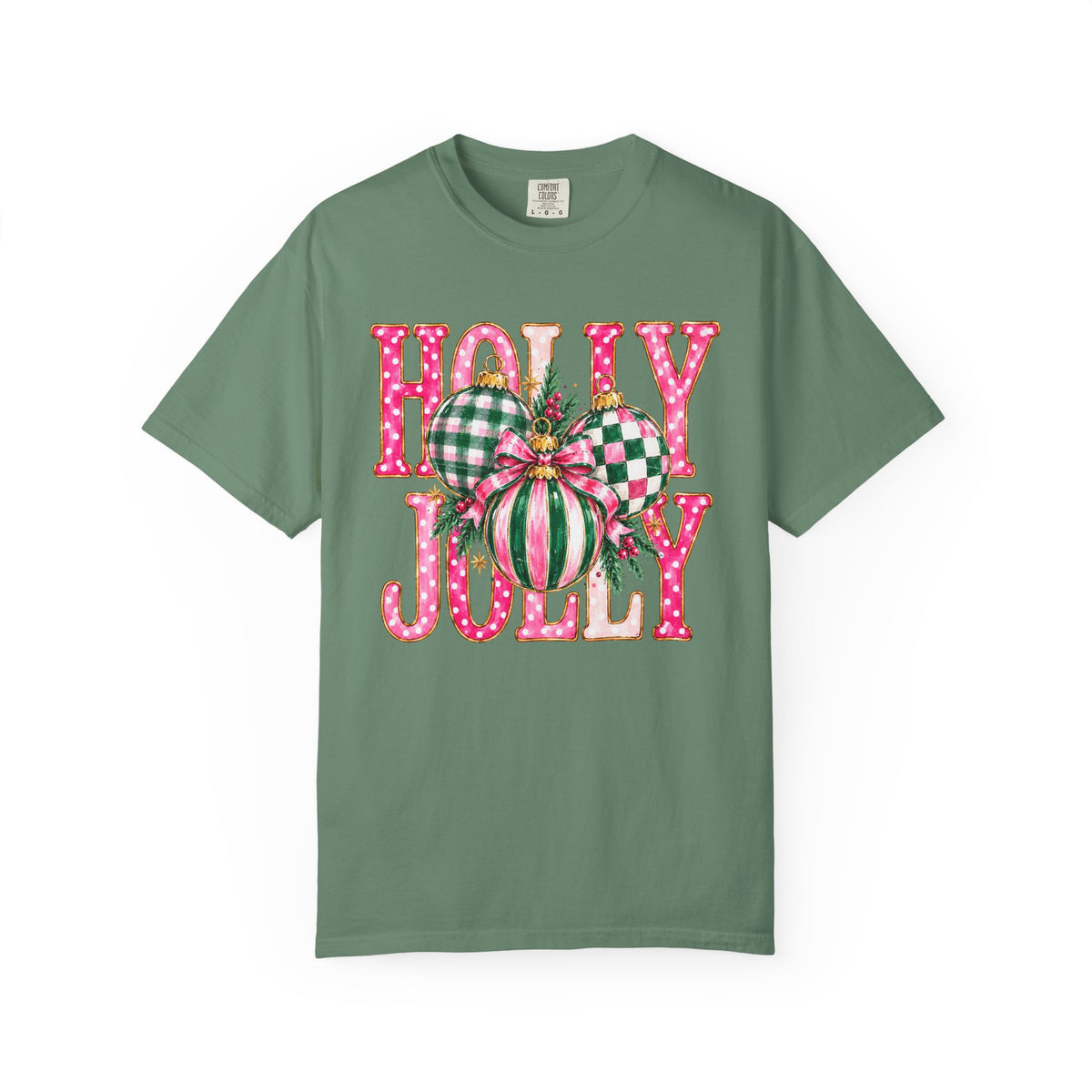Holly Jolly Christmas T-Shirt with Festive Ornaments