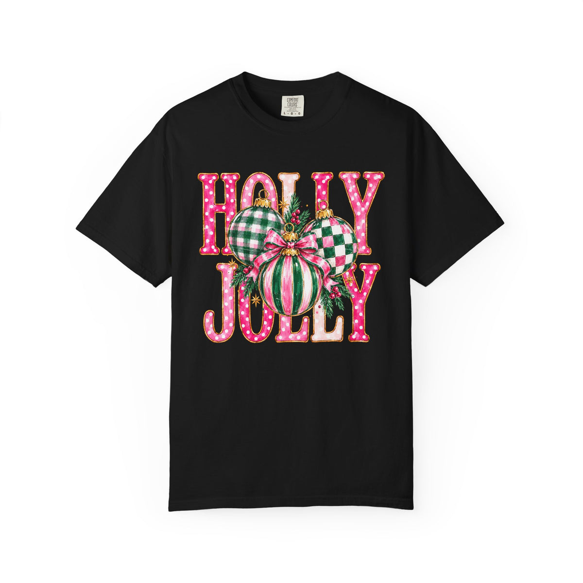 Holly Jolly Christmas T-Shirt with Festive Ornaments