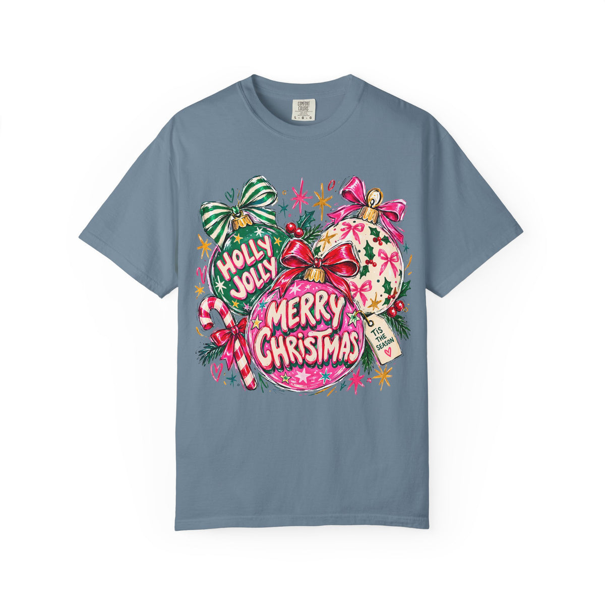 Merry Christmas Ornament Graphic T-Shirt — 'Holly Jolly' Holiday Tee